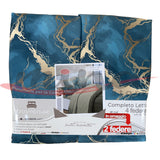 Set Completo Letto Matrimoniale stampa digitale 3D Marble Design Blu Marta Marzotto + 4 federe Made in Italy, 1398