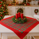 Centrotavola Quadrato natalizio TARTAN con fascia 90cm X 90cm tavolo coordinato cucina