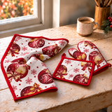 SET 3 PZ SANTA, GUANTO + PRESINA + STROFINACCIO Natalizio, PREZIOSA, casa idea regalo, coordinato Natale,