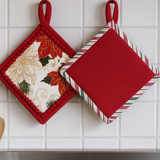 COPPIA PRESINE Natale preziosa home BIG STAR con pon pon e bordo, idea regalo tavola accessori coordinato Natalizio cucina, 1035  natale