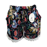 Shorts floreali con bordo in pizzo, Made in Italy