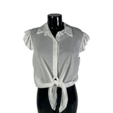 Camicia con brillantini e nodo frontale ,maniche corte, vari colori, Made in Italy
