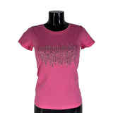 Maglia maniche corte con scritta in strass , vari colori,  Made in Italy