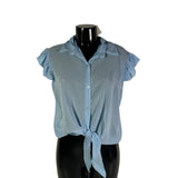 Camicia con brillantini e nodo frontale ,maniche corte, vari colori, Made in Italy