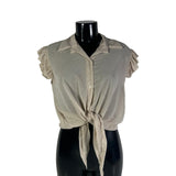 Camicia con brillantini e nodo frontale ,maniche corte, vari colori, Made in Italy
