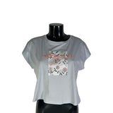 Maglia corta con scritta in strass , vari colori,  Made in Italy