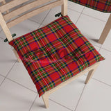 Confezione 6 Cuscini per Sedia con laccetti, 4 punti fantasia Tartan cuscini sedie Natale 0422