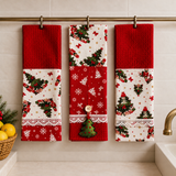 IDEA REGALO - Set 3 STROFINACCI Nidone Rudolph PREZIOSA Natale varie fantasie - Made in Italy natalizio