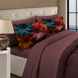 Set Completo Letto Matrimoniale - DROPLETS ON FLOWERS - in POLICOTONE stampa digitale 3D Marta Marzotto + 4 federe Made in Italy