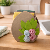 IDEA REGALO - Borsetta con 3 Strofinacci PASQUA IRGE a nido d'ape in borsetta in feltro