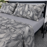 Lit simple complet et lit double 1609 09 My Princess Grey Eyes "Ferragni" Impression numérique 3D Marta Marzotto + 2 taies d'oreiller fabriquées en Italie