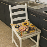 Confezione 6 Cuscini per Sedia SUNFLOWERS Marta Marzotto con laccetti 4 punti, imbottiti, copri sedia cucina coordinato