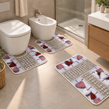 Set 3pz Tappeto Bagno TR morbido 100% poliestere, stampa 3D, stile shabby cuori 0280