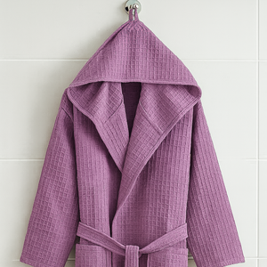 Accappatoio Nido d'ape VIVY VICTORIA con Cappuccio, cintura, di cotone UNISEX 0685
