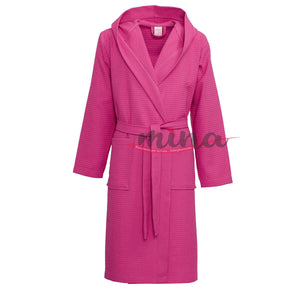 Accappatoio Nido D'ape Marta Marzotto con cappuccio tasche e cintura Made in Italy 100% cotone