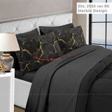 Set Completo Letto Matrimoniale in COTONE stampa digitale 3D Marble Design Nero Marta Marzotto + 4 federe Made in Italy dis. 2553 var. 90, 1398