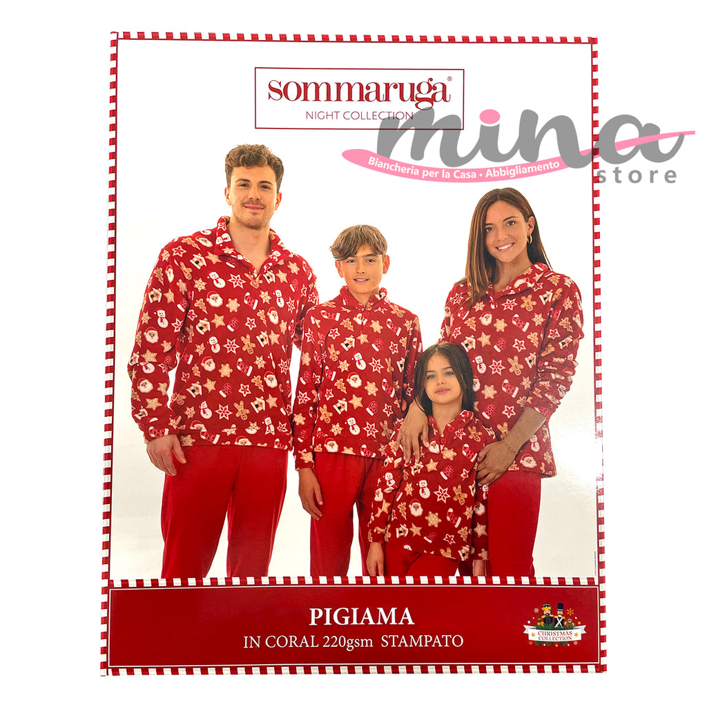 Pigiama in Pile FAMILY Natalizio ORSETTI con Bottoni