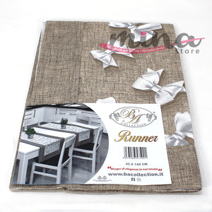 Runner striscia o tovaglietta da tavolo FIOCCO cotone 40cmX140cm cucina tavola Made in Italy 0904