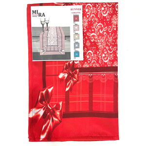 Runner striscia o tovaglietta da tavolo FIOCCO - MIRA - In cotone 40cmX140cm cucina tavo 1071 Made in Italy