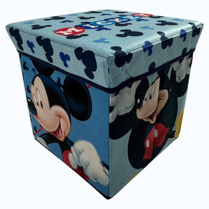 Pouf contenitore Vari personaggi Disney o Marvel, TOPOLINO, in stoffa Contenitore cubo salvaspazio 30cmx30cmx30cm