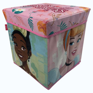 Pouf contenitore Vari personaggi Disney o Marvel,  MY PRINCESS , in stoffa Contenitore cubo salvaspazio 30cmx30cmx30cm 0921