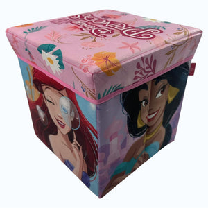 Pouf contenitore Vari personaggi Disney o Marvel,  MY PRINCESS , in stoffa Contenitore cubo salvaspazio 30cmx30cmx30cm 0921