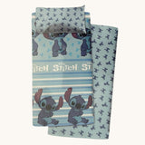 Completo Letto Singolo STITCH BLU, Disney 100% Cotone 1 federa + lenzuolo di sopra + sotto con angoli