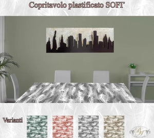 COPRITAVOLO Loneta Plastificato fantasia SOFI' con Riccio Moderno fantasia