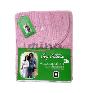 Accappatoio Nido d'ape VIVY VICTORIA con Cappuccio, cintura, di cotone UNISEX 0685