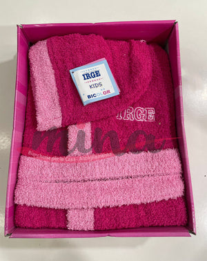 Accappatoio Spugna IRGE Junior Kids Bambini Ragazzi Blu Fucsia Azzurro scatolato 2/14 anni 0691