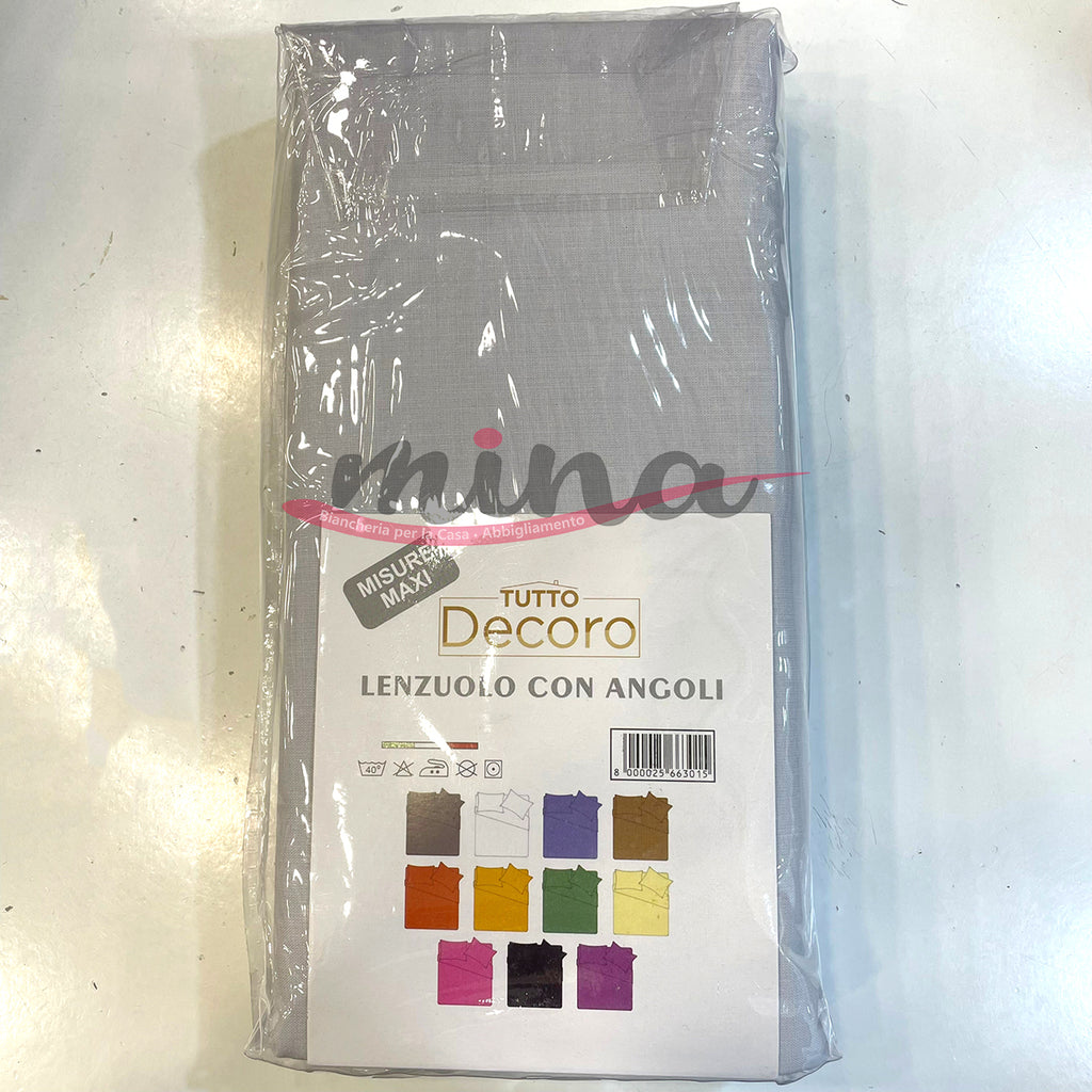 Lenzuola Sotto con angoli SINGOLO TUTTO DECORO in cotone, tinta unita, –  MINA Store